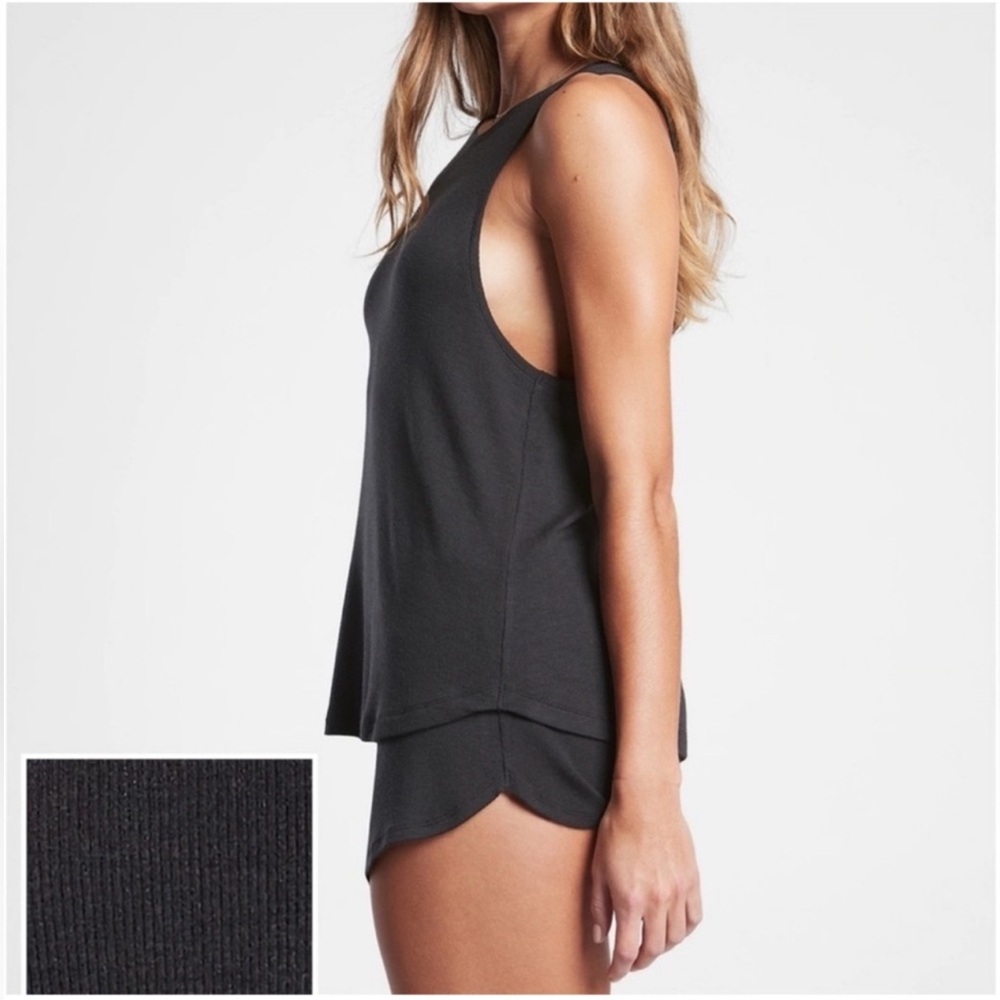 Athleta Well Rested Rib Sleep Tank Black NWOT - Picture 3 of 8